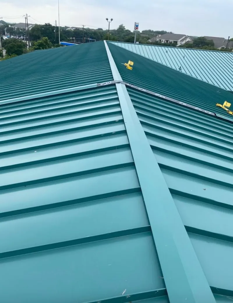 Green commercial metal roof ridge and valley for Metal Roof Repair in Heeia